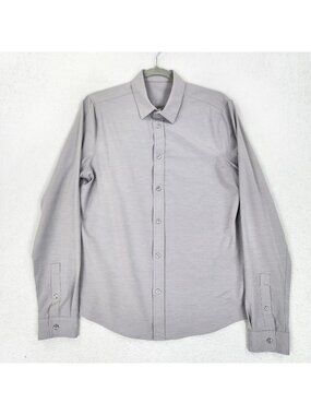 Vuori Shirt Mens Medium Gray Bridge Button Up Long Sleeve Performance Stretch